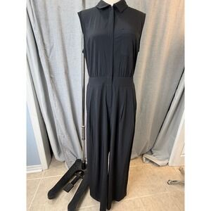 Athleta Brooklyn Heights Black Sleeveless Wide Leg Jumpsuit 12 Travel Work